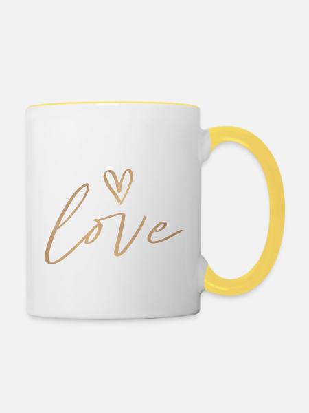 love heart - Tasse zweifarbig - Weiß/Gelb