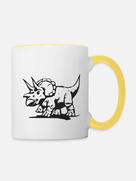 Triceratops - Tasse zweifarbig - Weiß/Gelb