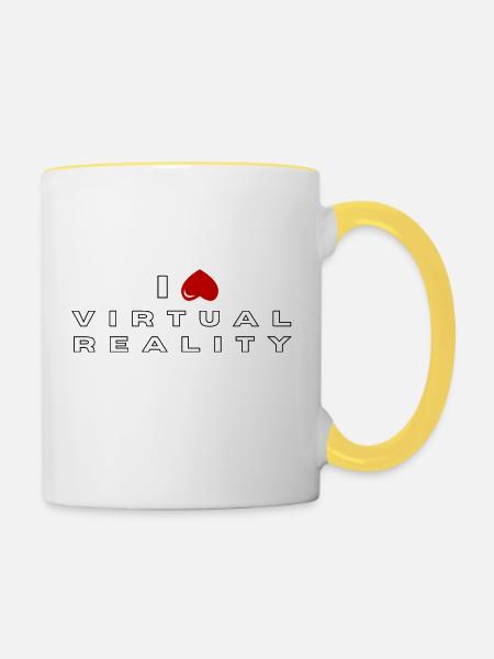 Ich hasse Virtual Reality - Tasse zweifarbig - Weiß/Gelb