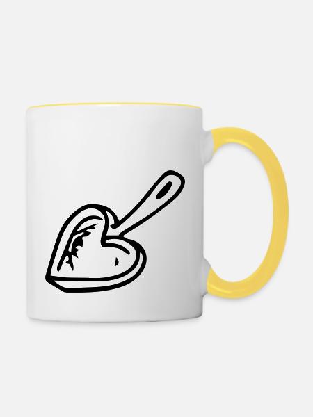 Hobbykoch Pfanne Herzform Geschenkidee - Tasse zweifarbig - Weiß/Gelb