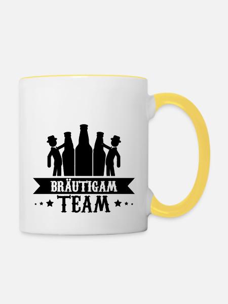bräutigam team - Tasse zweifarbig - Weiß/Gelb
