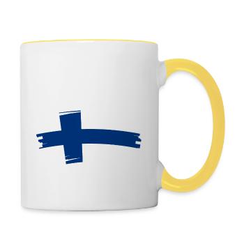 Bock auf Finnland Flagge Urlaub Geschenk - Tasse zweifarbig - Weiß/Gelb - Rechts