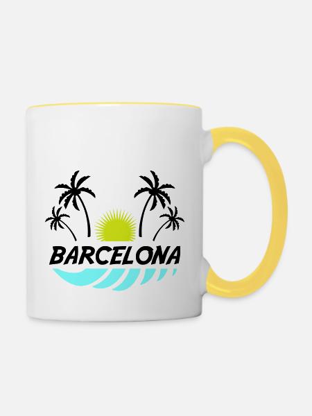 barcelona - Tasse zweifarbig - Weiß/Gelb