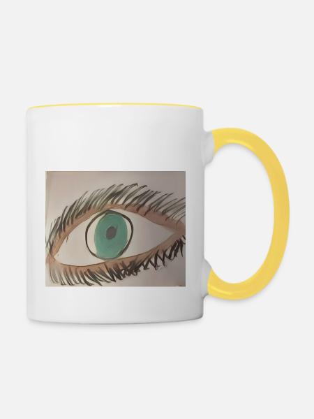 Das Auge - Tasse zweifarbig - Weiß/Gelb