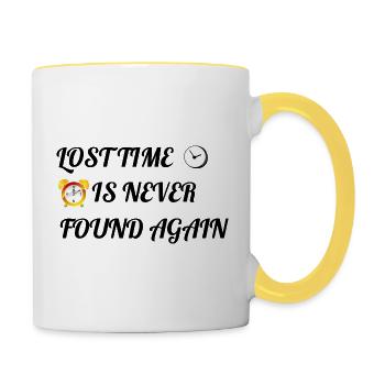 Lost Time Is Never Found Again - Contrasting Mug - white/yellow - Right