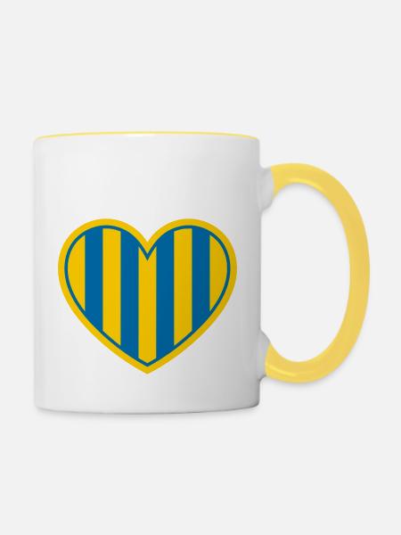 Schwedisches Herz - Tasse zweifarbig - Weiß/Gelb