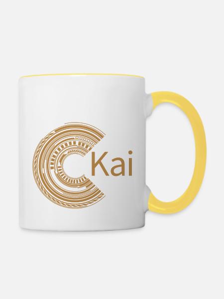 Für Kai - Tasse zweifarbig - Weiß/Gelb
