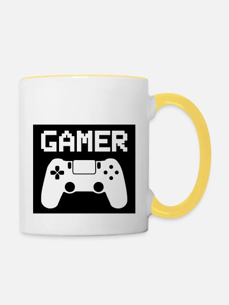 gamer - Tasse zweifarbig - Weiß/Gelb