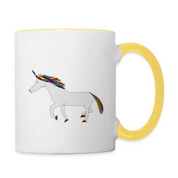 Licorne colorée - Mug contrasté - blanc/jaune - Droite