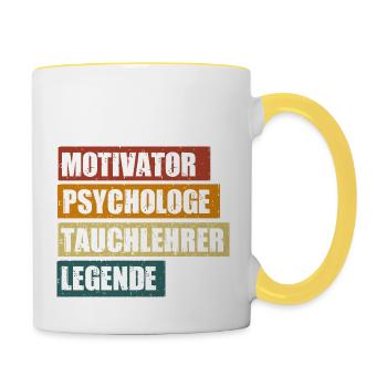 Lustiger Taucher Tauchlehrer Spruch - Tasse zweifarbig - Weiß/Gelb - Rechts