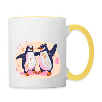 La danse des pingouins n 2 - Mug contrasté - blanc/jaune - Droite