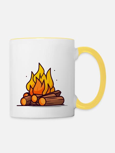 Lagerfeuer - Tasse zweifarbig - Weiß/Gelb