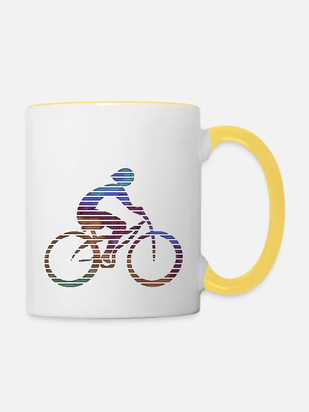 Radfahrer - Tasse zweifarbig - Weiß/Gelb