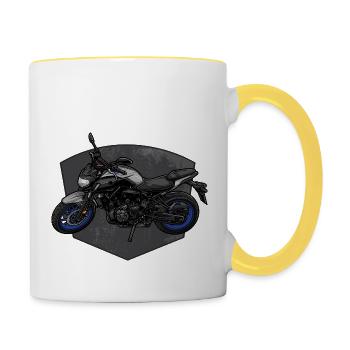 MT-07 MT07 Moto - Mug contrasté - blanc/jaune - Droite