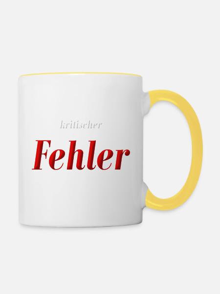 kritischer Fehler - Tasse zweifarbig - Weiß/Gelb