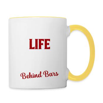 Life Behind Bars Workout Training Weight Lifting - Contrasting Mug - white/yellow - Right