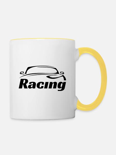 Auto-Resing 🖤 - Tasse zweifarbig - Weiß/Gelb