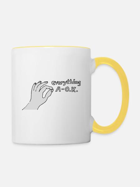 Everything A OK - Tasse zweifarbig - Weiß/Gelb