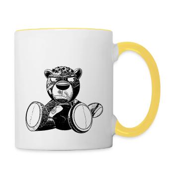 Creepy Teddy Black&White - Tasse zweifarbig - Weiß/Gelb - Rechts