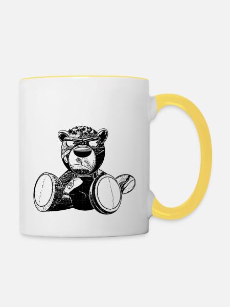 Creepy Teddy Black&White - Contrasting Mug - white/yellow