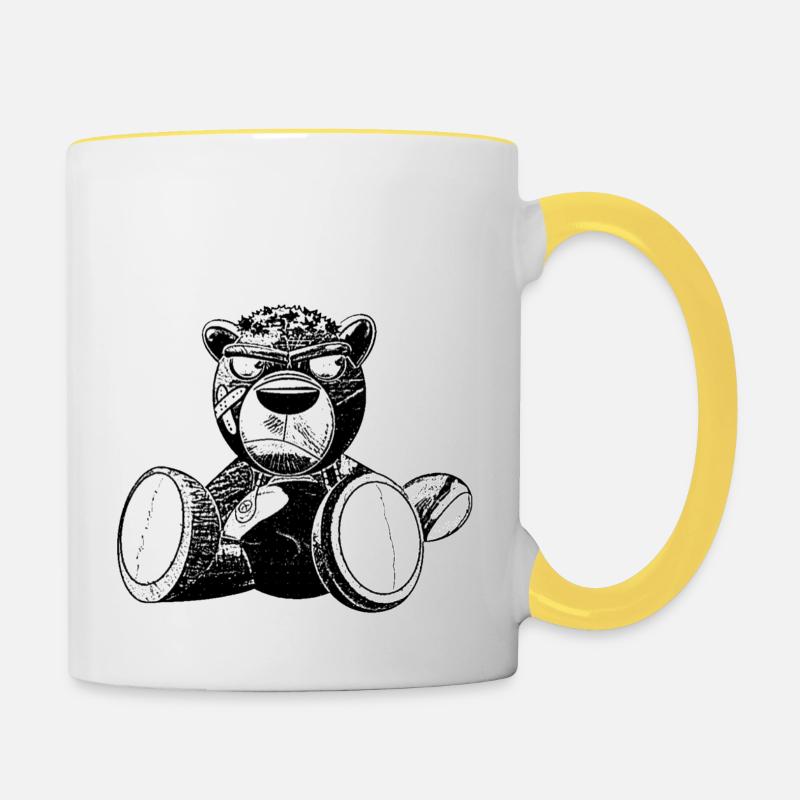 Creepy Teddy Noir & Blanc - Mug contrasté - blanc/jaune