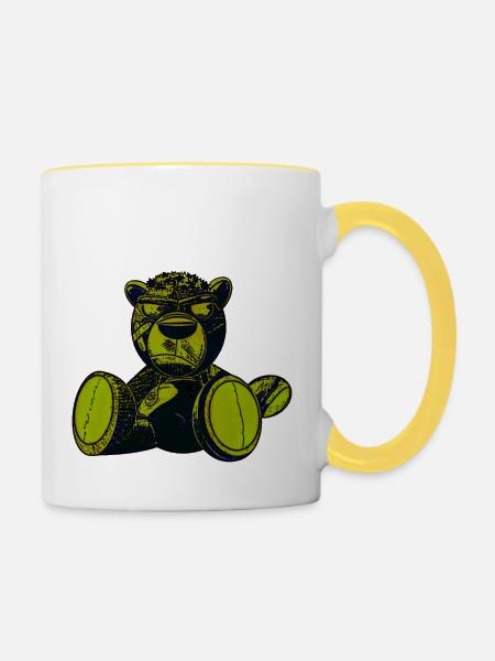 Creepy Teddy Green - Tasse zweifarbig - Weiß/Gelb