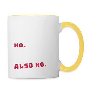 Am I Perfect No Am I Trying To Do Better Also No - Contrasting Mug - white/yellow - Right