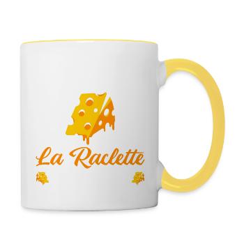 La Raclette C'est La Vie Humour Raclette Fromage - Mug contrasté - blanc/jaune - Droite