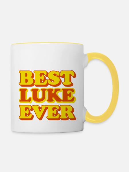 Lukas-Vorname, lustiges Geschenk - Tasse zweifarbig - Weiß/Gelb