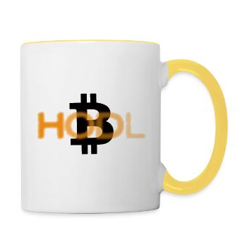 Discreet Bitcoin Hodler in black/orange - Contrasting Mug - white/yellow - Right