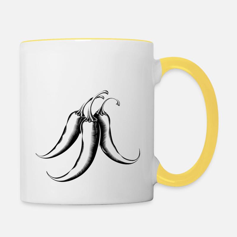 Chili - Tasse zweifarbig - Weiß/Gelb