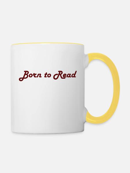 Geboren zum Lesen - Tasse zweifarbig - Weiß/Gelb