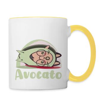 Lol cooler pun Avocado Cartoon Avocato Katzen - Tasse zweifarbig - Weiß/Gelb - Rechts