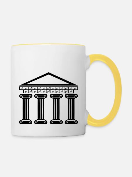 griechisches antikes gebäude - Tasse zweifarbig - Weiß/Gelb
