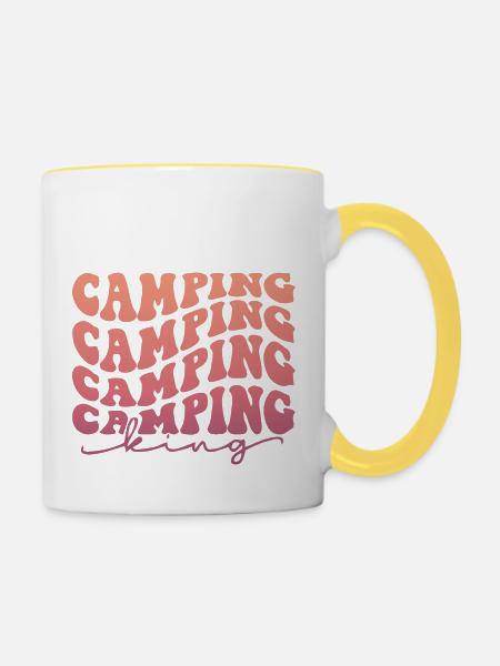 Camping Camping Camping King - Tasse zweifarbig - Weiß/Gelb