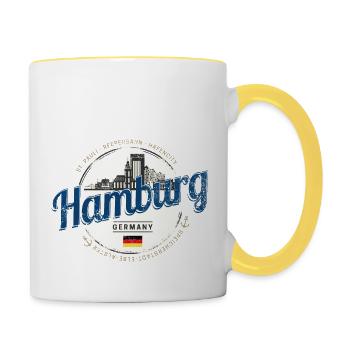 Hamburg Skyline Allemagne Souvenir vintage - Mug contrasté - blanc/jaune - Droite