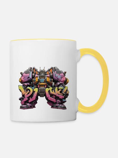 Mech - Tasse zweifarbig - Weiß/Gelb