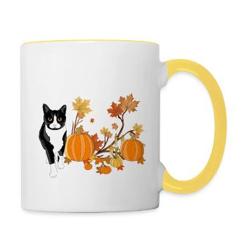 Kathy spooky halloween - Mug contrasté - blanc/jaune - Droite