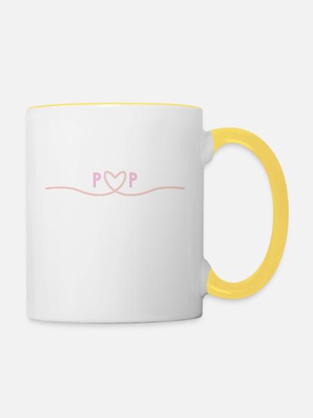 Liebe von P&P - Tasse zweifarbig - Weiß/Gelb