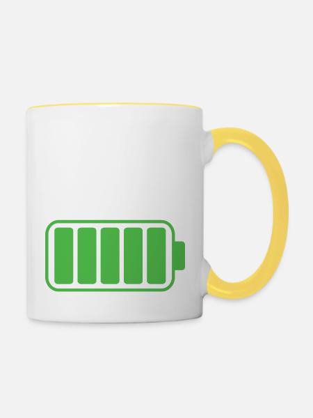 Sohn - Voller Akku - Tasse zweifarbig - Weiß/Gelb