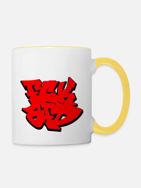 FCKAFD - Tasse zweifarbig - Weiß/Gelb