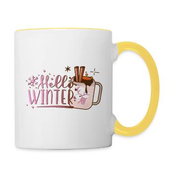 Cocoa Hello winter Cocoa Moose reindeer fun comic - Contrasting Mug - white/yellow - Right
