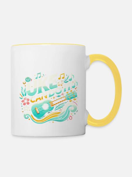 Uke kann es schaffen - Tasse zweifarbig - Weiß/Gelb