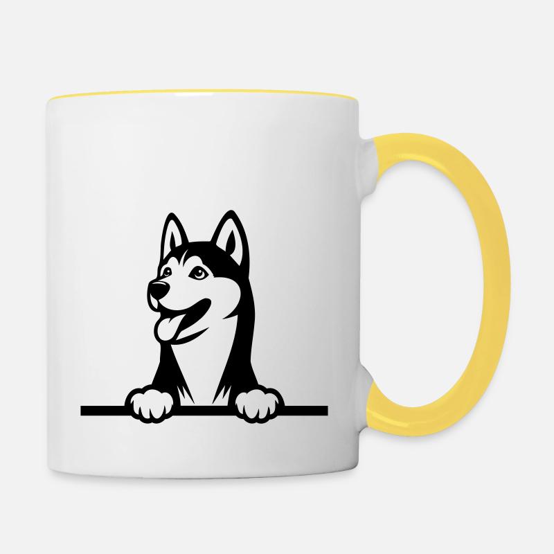 Husky - Contrasting Mug - white/yellow