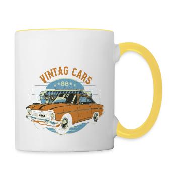 Oldtimer-Enthusiasten - Tasse zweifarbig - Weiß/Gelb - Rechts