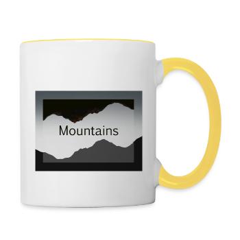 Silhouettes montagnardes en contraste - Mug contrasté - blanc/jaune - Droite