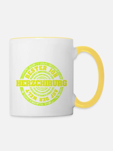Job Herzchirurg - Tasse zweifarbig - Weiß/Gelb
