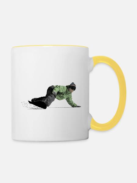 Freerider Snowboarder - Tasse zweifarbig - Weiß/Gelb