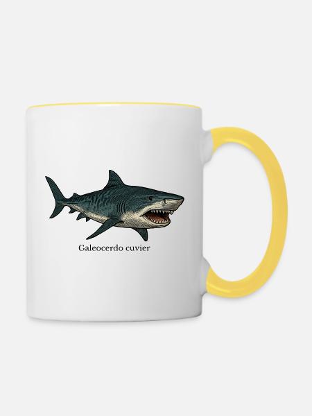Galeocerdo cuvier Tigerhai Design - Tasse zweifarbig - Weiß/Gelb