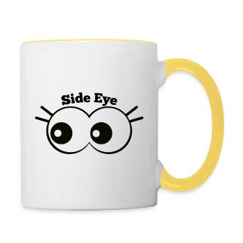 Side Eye Cartoon Augenwitz - Tasse zweifarbig - Weiß/Gelb - Rechts